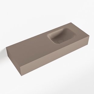 MONDIAZ LEX Smoke vrijhangende solid surface wastafel 80cm. Positie wasbak rechts