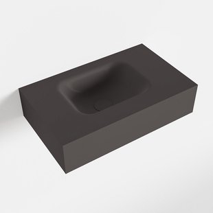 MONDIAZ LEX Dark_grey vrijhangende solid surface wastafel 50cm. Positie wasbak links
