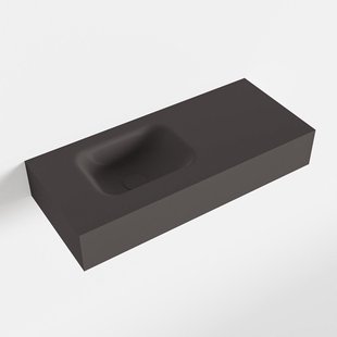 MONDIAZ LEX Dark_grey vrijhangende solid surface wastafel 70cm. Positie wasbak links MONDIAZ LEX Dark_grey vrijhangende solid surface wastafel 70cm. Positie wasbak links