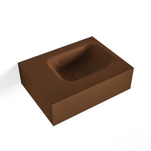 MONDIAZ LEX Rust vrijhangende solid surface wastafel 40cm. Positie wasbak rechts