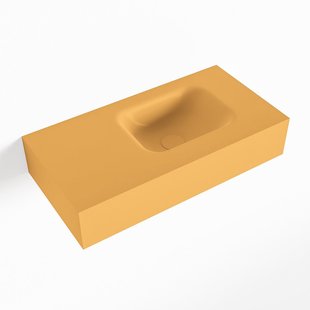 MONDIAZ LEX Ocher vrijhangende solid surface wastafel 60cm. Positie wasbak rechts