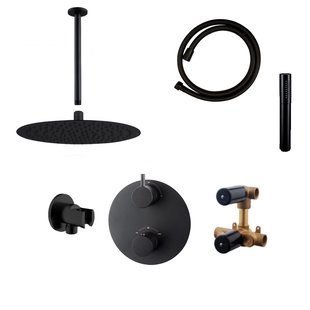 Wiesbaden Inbouw Regendouche Set Caral Rond Plafonduitloop Mat Zwart