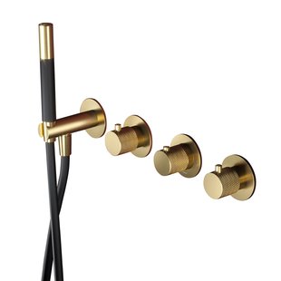 Thermostatische Douche/Badkraan Hotbath Cobber X Inbouw Met 2 Stopkranen En Handdouche Geborsteld Messing PVD