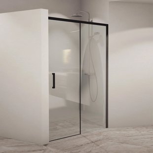BWS Nisdeur Linea met Vast Paneel 178x200 cm 8 mm Soft Close NANO Glas Zwart