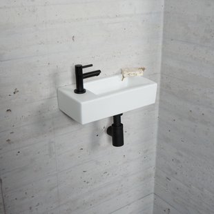 Fonteinset Mat Wit Wiesbaden Color Mat Zwart (kraangat links)