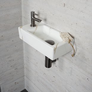 Fonteinset Carrara Marmerlook Wiesbaden Color Gun Metal (kraangat links)