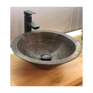 Waskom Casajoy Rond Natuursteen 40x14.5cm Cairo Zwart OP=OP