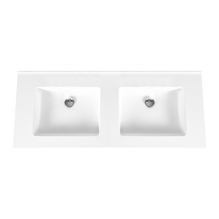 Wastafel BWS Veroni 45.5x120 cm Zonder Kraangaten Solid Surface Wit