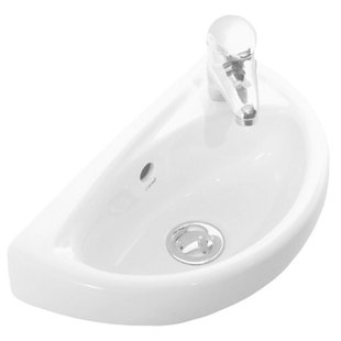 Fontein BWS 39x23 cm Keramiek Wit Met Kraangat Rechts