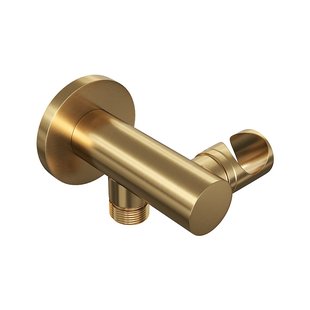 Regendoucheset Inbouw Brauer Gold Edition Thermostatisch 20cm met Gebogen Wandarm en Handdouche Staaf Losse Stopkranen Geborsteld Goud
