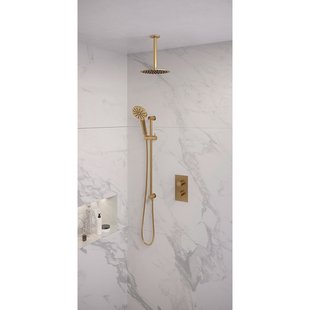 Regendoucheset Inbouw Brauer Gold Edition Thermostatisch 20cm met 3-Weg Omstelling, Plafondarm, Glijstang en Handdouche 3-Standen Geborsteld Goud Regendoucheset Inbouw Brauer Gold Edition Thermostatisch 20cm met 3-Weg Omstelling, Plafondarm, Glijstang en Handdouche 3-Standen Geborsteld Goud