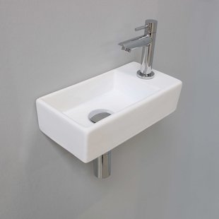 Fonteinset INK Versus 36x18x9cm Porselein Mat Wit Met Kraangat Rechts Chroom