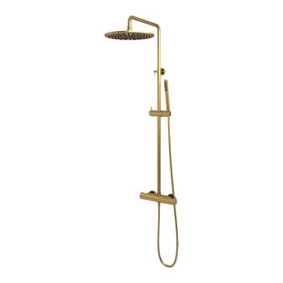 Regendoucheset Opbouw Brauer Gold Edition 30 cm Thermostatisch met Staaf Handdouche Geborsteld Goud