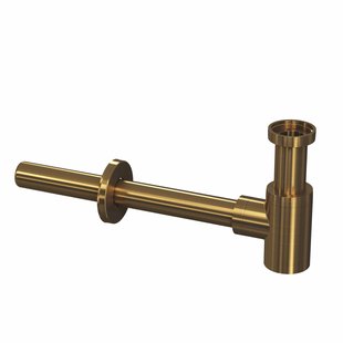 Bekersifon INK Laag Model incl Muurbuis en Rozet Brushed Mat Goud