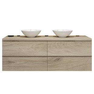 Badkamermeubelset Gliss Zeus 160 cm Licht Grijs Eiken Met Waskom