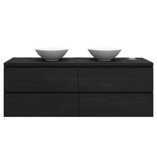 Badkamermeubelset Gliss Zeus 160 cm Zwart Eiken Met Waskom