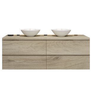 Badkamermeubelset Gliss Zeus 200 cm Licht Grijs Eiken Met Waskom