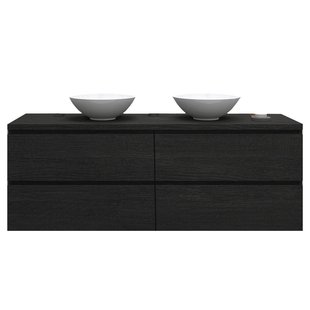 Badkamermeubelset Gliss Zeus 200 cm Zwart Eiken Met Waskom