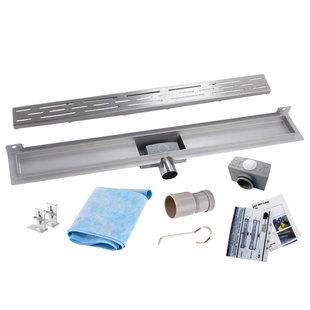 RVS Douchegoot Muurflens met uitneembaar sifon 90x7cm 6,7cm diep STANDAARD ROOSTER