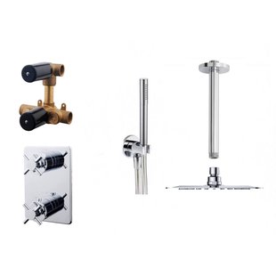 Thermostatische Inbouw Regendouche Set Wiesbaden Type 131 Plafondarm Ufo 20 cm Rond incl. Inbouwdeel