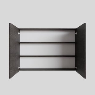 Spiegelkast BWS Cube 100x70x16 cm 2 Deuren Donkerbruin