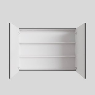 Spiegelkast BWS Cube 100x70x16 cm 2 Deuren Antraciet met Mat Wit