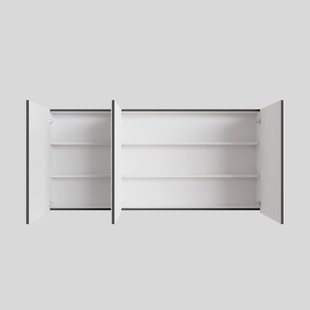 Spiegelkast BWS Cube 150x70x16 cm 3 Deuren Antraciet met Mat Wit