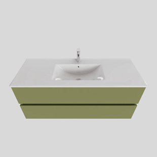 Badkamermeubel BWS Helsinki 120x46 cm Keramiek Midden Mat Groen 2 Laden (1 kraangat)