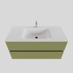 Badkamermeubel Solid Surface BWS Oslo 100x46 cm Midden Mat Groen (met 1 kraangat)