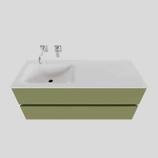 Badkamermeubel Solid Surface BWS Oslo 120x46 cm Links Mat Groen (zonder kraangaten)