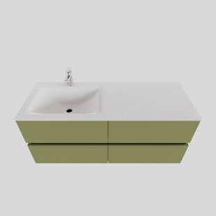 Badkamermeubel Solid Surface BWS Oslo 120x46 cm Links Mat Groen 4 Laden (met 1 kraangat)