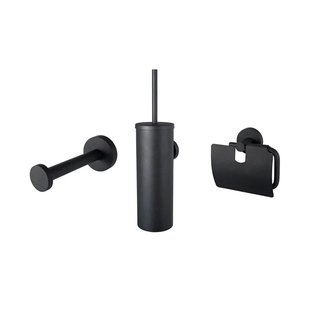 Toiletborstelset Haceka Kosmos met Toiletrolhouder en Reserverolhouder Zwart