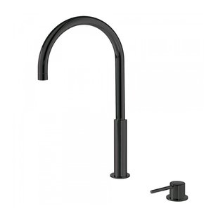 Wastafelmengkraan Tres Study 1-Hendel Uitloop Gebogen 29.5 cm 2 inbouwgaten Rond Mat Zwart