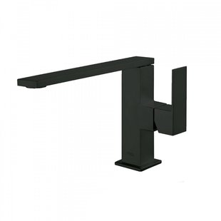 Wastafelmengkraan Tres Cuadro Exclusive 1-Hendel Uitloop Recht 14 cm Vierkant Mat Zwart