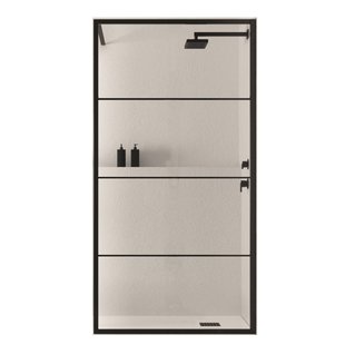 Inloopdouche BWS Black Line 100x200 cm 8mm NANO Glas Mat Zwart Raster Inloopdouche BWS Black Line 100x200 cm 8mm NANO Glas Mat Zwart Raster