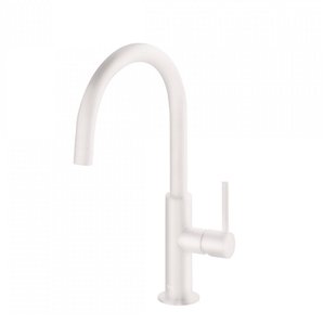 Wastafelmengkraan Tres Study Exclusive 32,4 cm met Hendel Uitloop Gebogen Rond Mat Wit