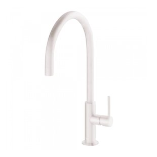 Keukenmengkraan Tres Study Exclusive 1-Hendel Uitloop Gebogen 26 cm Rond Mat Wit