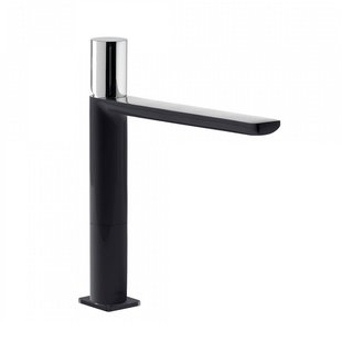 Wastafelmengkraan Tres Loft Colors 1-Knop Uitloop Recht 19,6 cm Rond Zwart Chroom