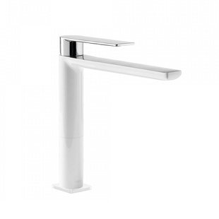 Wastafelmengkraan Tres Loft Colors 1-Hendel Uitloop Recht 19,6 cm Rond Wit Chroom