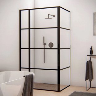 BWS Douchecabine Frame 130x100 cm 8 mm NANO Glas Mat Zwart Raster BWS Douchecabine Frame 130x100 cm 8 mm NANO Glas Mat Zwart Raster