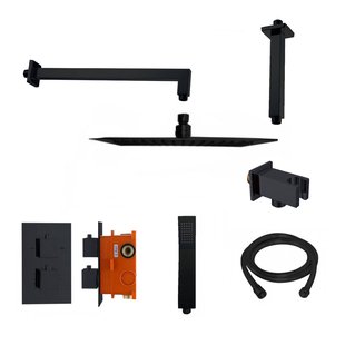 Regendoucheset Best Design Nero Vierkant Thermostatische Inbouwset Mat Zwart