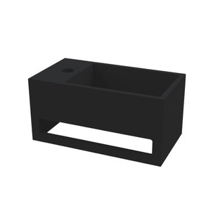 Fontein Best Design Mona-Black 33x18x16 cm incl. Handdoekhouder Links Solid Surface Mat Zwart