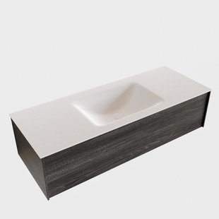 Badkamermeubel BWS Madrid Antraciet 120x45x30 cm Mat Witte Solid Surface Wastafel (1 kraangat)