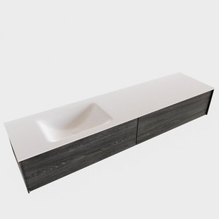 Badkamermeubel BWS Madrid Antraciet 180x45x30 cm Mat Witte Solid Surface Wastafel Links (2 lades, 0 kraangaten)