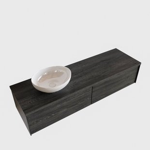 Badkamermeubel BWS Madrid Antraciet 150 cm met Topblad en Keramische Waskom Links (2 lades, 0 kraangaten)