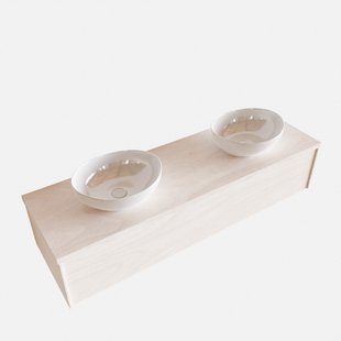 Badkamermeubel BWS Madrid Wit 150 cm met Topblad en Keramische Waskom Dubbel (0 kraangaten)