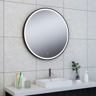 Ronde Spiegel Wiesbaden Maro met LED Verlichting 80 cm Mat Zwart