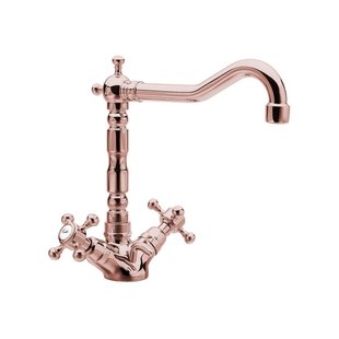 Wastafelmengkraan Sapho Antea 2-knop Uitloop Recht 24 cm Rose Goud (incl. clickwaste)