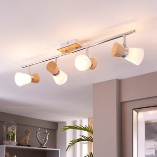 Lindby Vierpits houten plafond spot Vivica