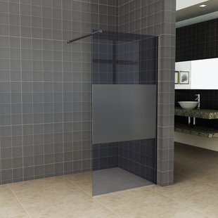 BWS Inloopdouche Pro Line Rookglas met Middenband 8mm Nano Coating Mat Zwart Profiel en Stang (ALLE MATEN)